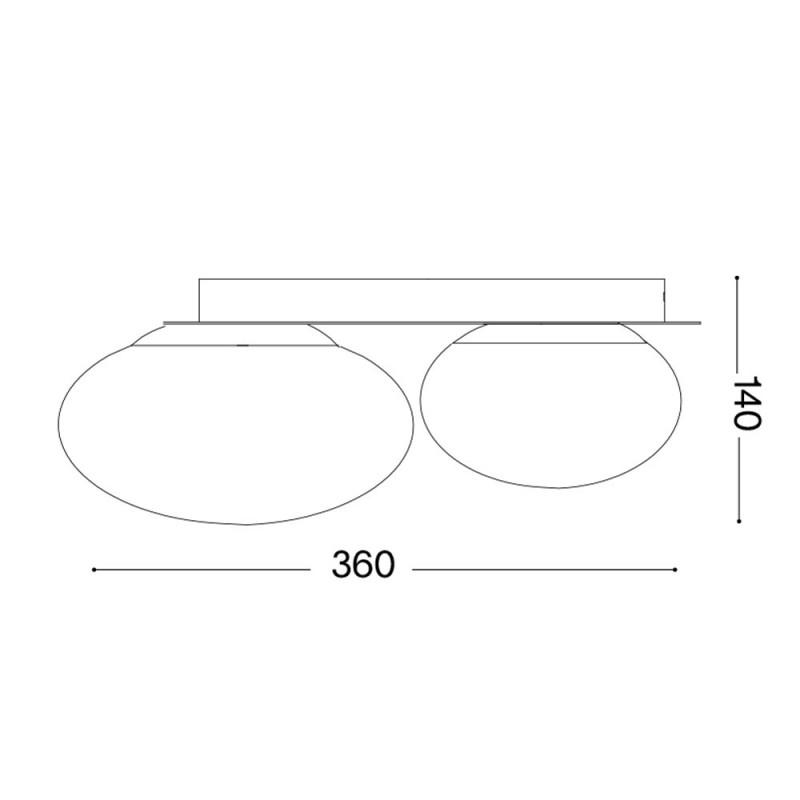 Plafonnier Ninfea En Laiton Et 2 Globes Verre