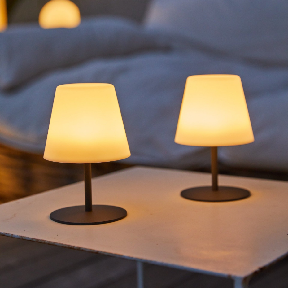4 Lampes de table sans fil STANDY MINI Gris H25cm
