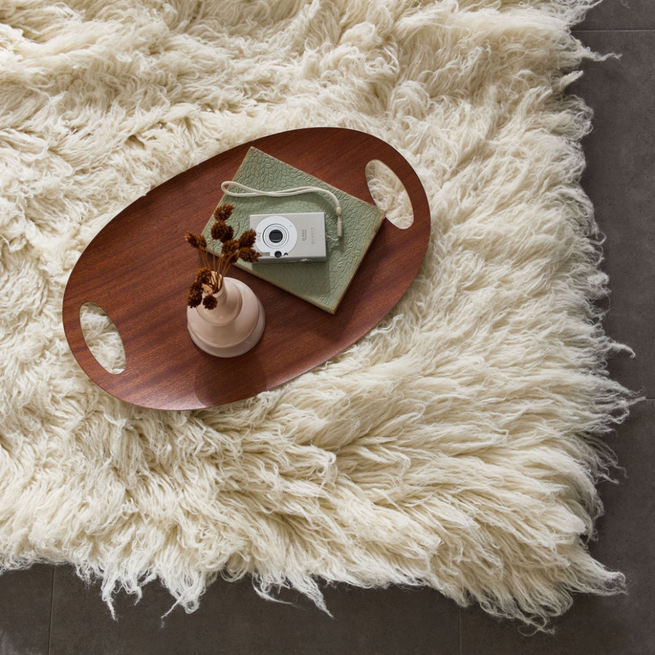 Tapis grec flokati original en laine tissé main épaisse - Flokos 2450