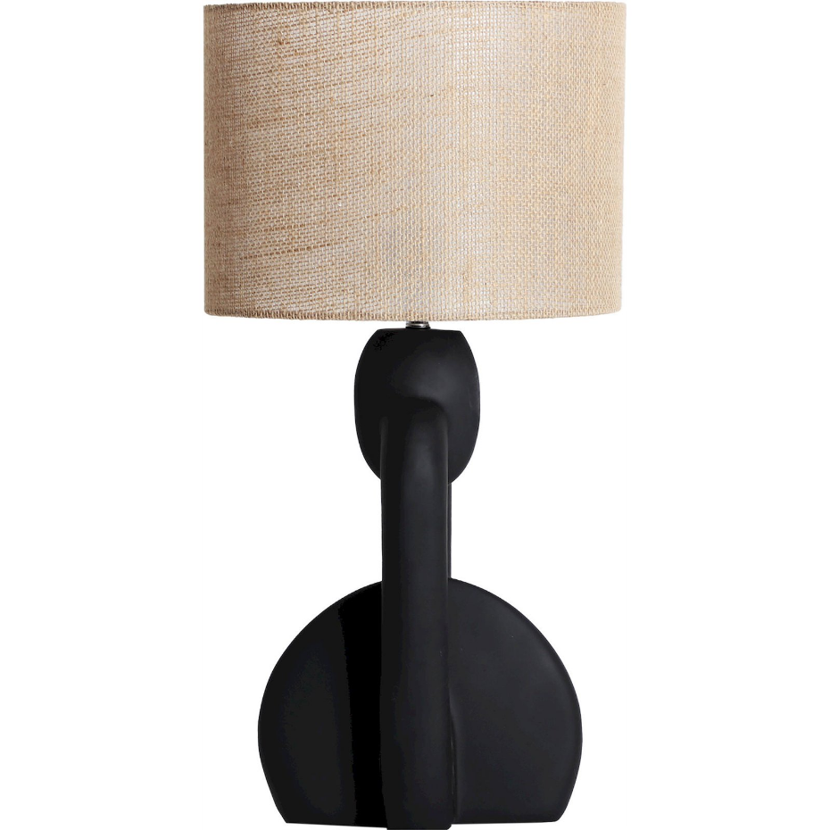 Lampe de table en résine avec abat-jour en raphia