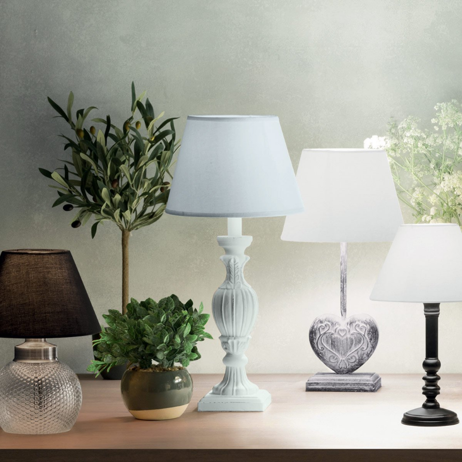 Lampe bois patiné et lin RENZO