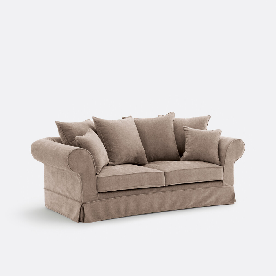 Canapé droit, convertible, 2 ou 3 places, en polyester chiné, ADELIA
