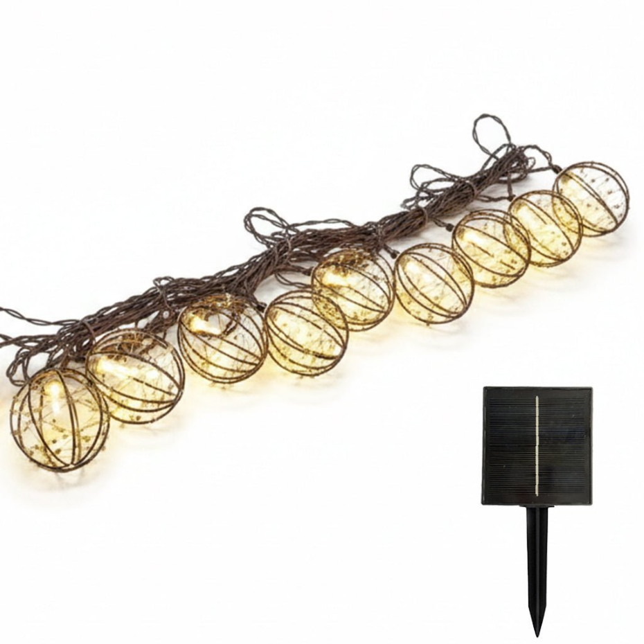 Guirlande solaire RUSTY LIGHT 10 cages 4M