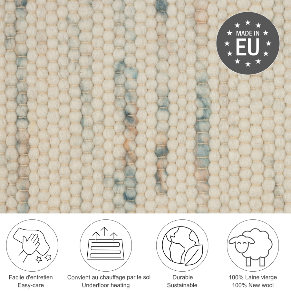 Tapis réversible en laine foulée tissé à la main aux couleurs vives - Alpen
