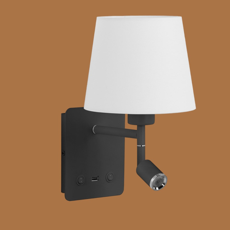 Applique Tête De Lit noire Lampe Et Liseuse Room2 Usb