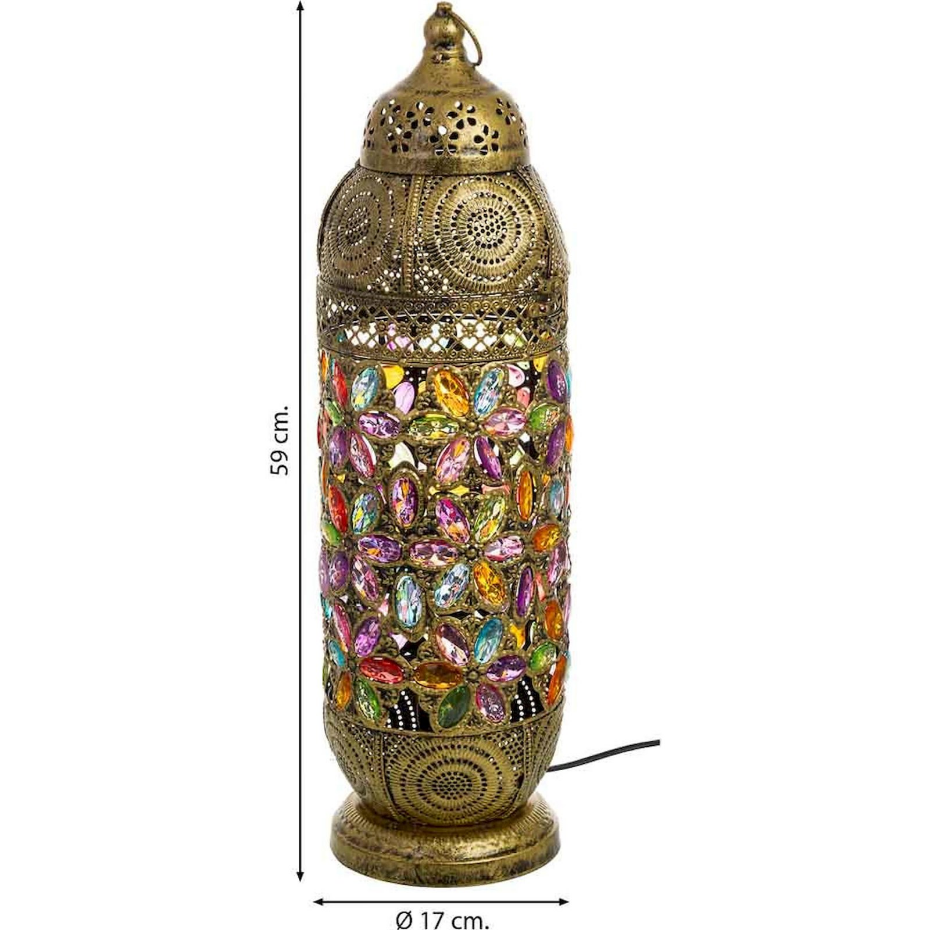 Lampe de table en métal et verre coloré forme organique