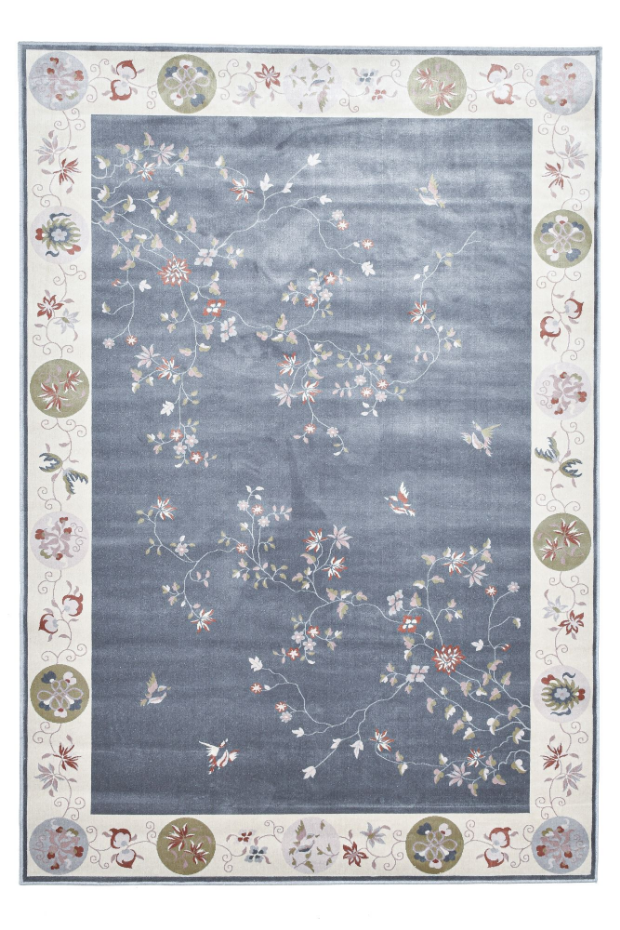 Tapis tissé avec bordure et motif floral avec effet brillant - Cherina