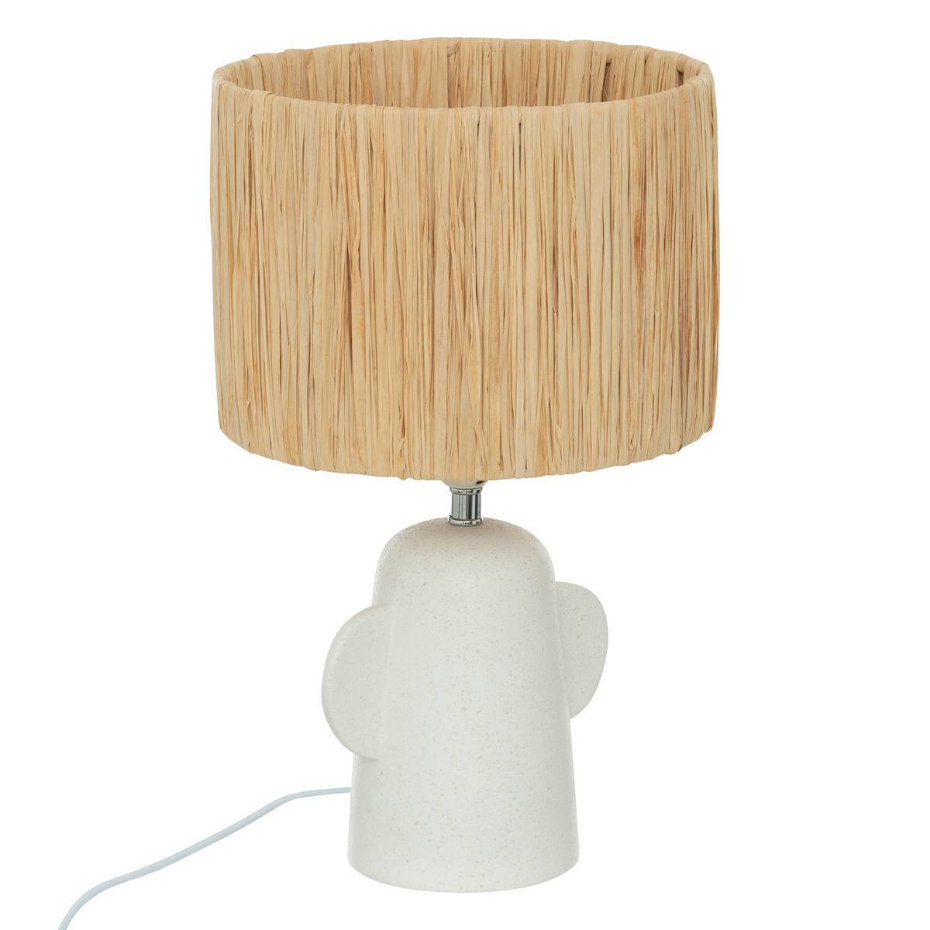 Lampe à poser céramique et raphia RAIA