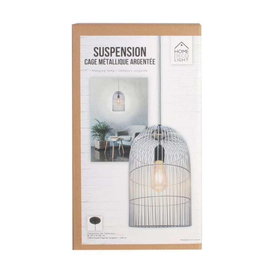 Suspension cage filaire 38 cm Argent