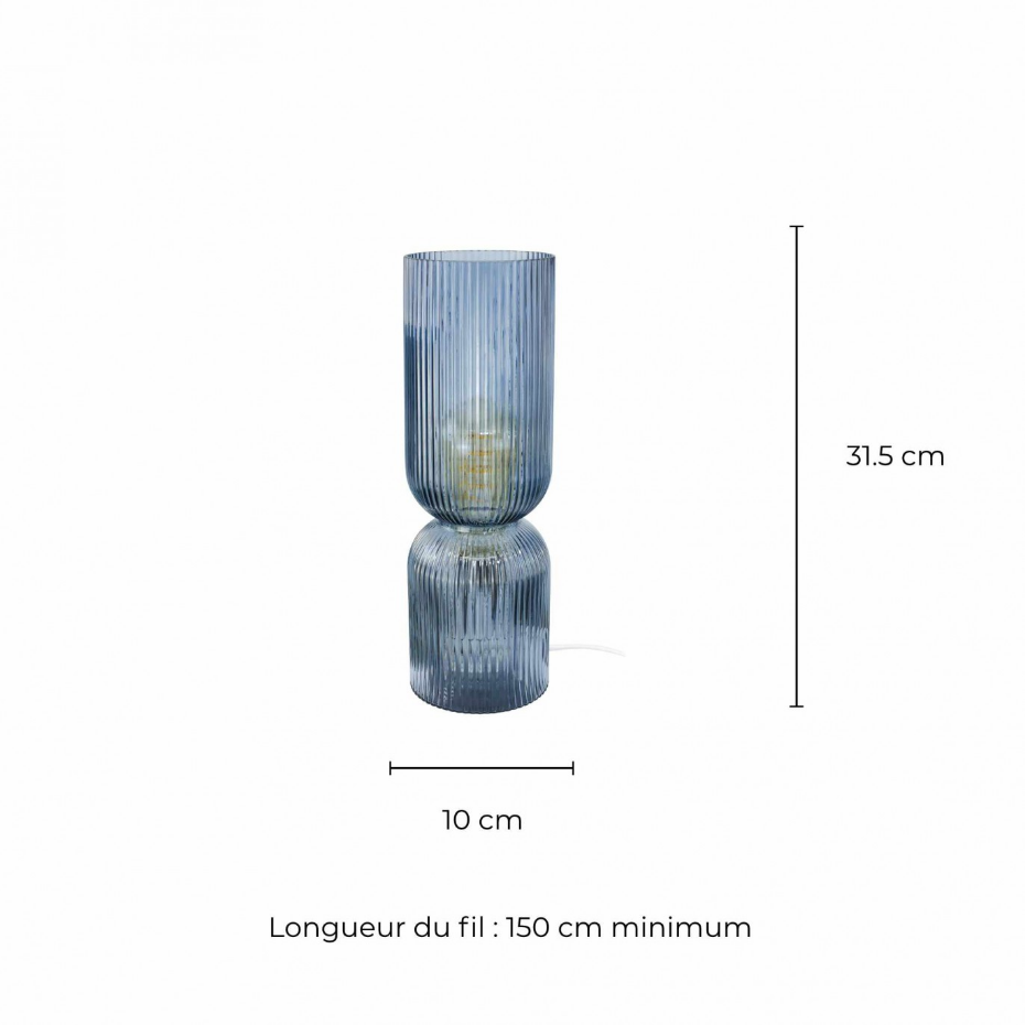 Lampe à poser en verre strié, CHARMY