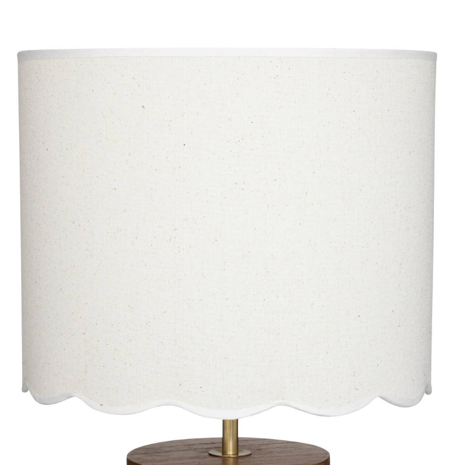 Lampe à poser bois de pin abat-jour festonné VANIA