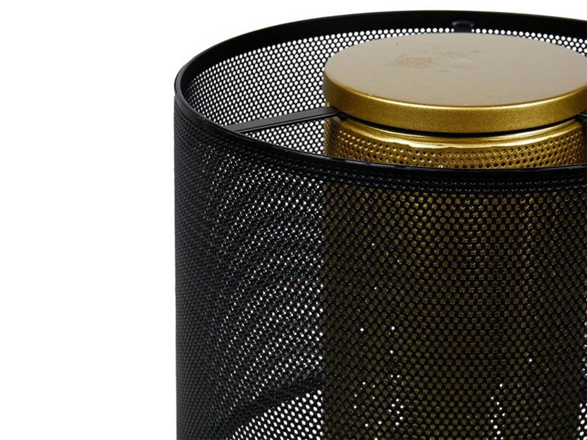 Lampe à poser en métal doré et abat jour noir ajouré