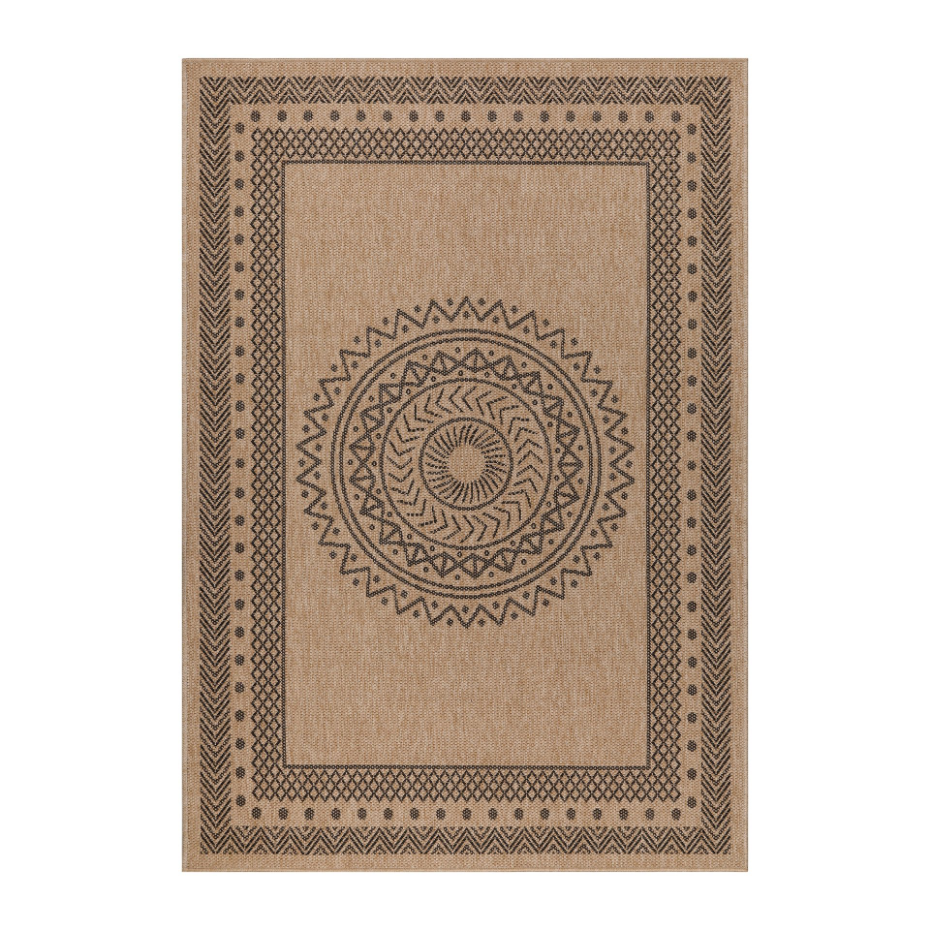 Tapis intérieur extérieur aspect jute à motif mandala DHAKA