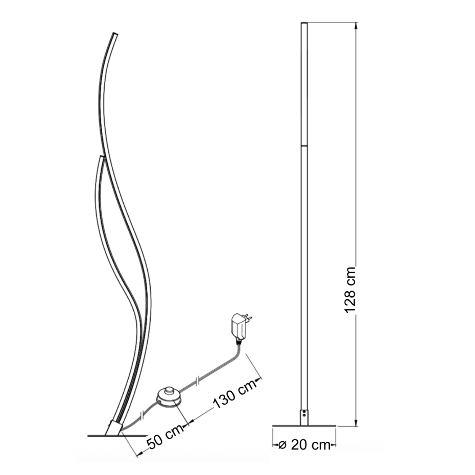 Lampadaire LED ondulé dimmable - YSORIA