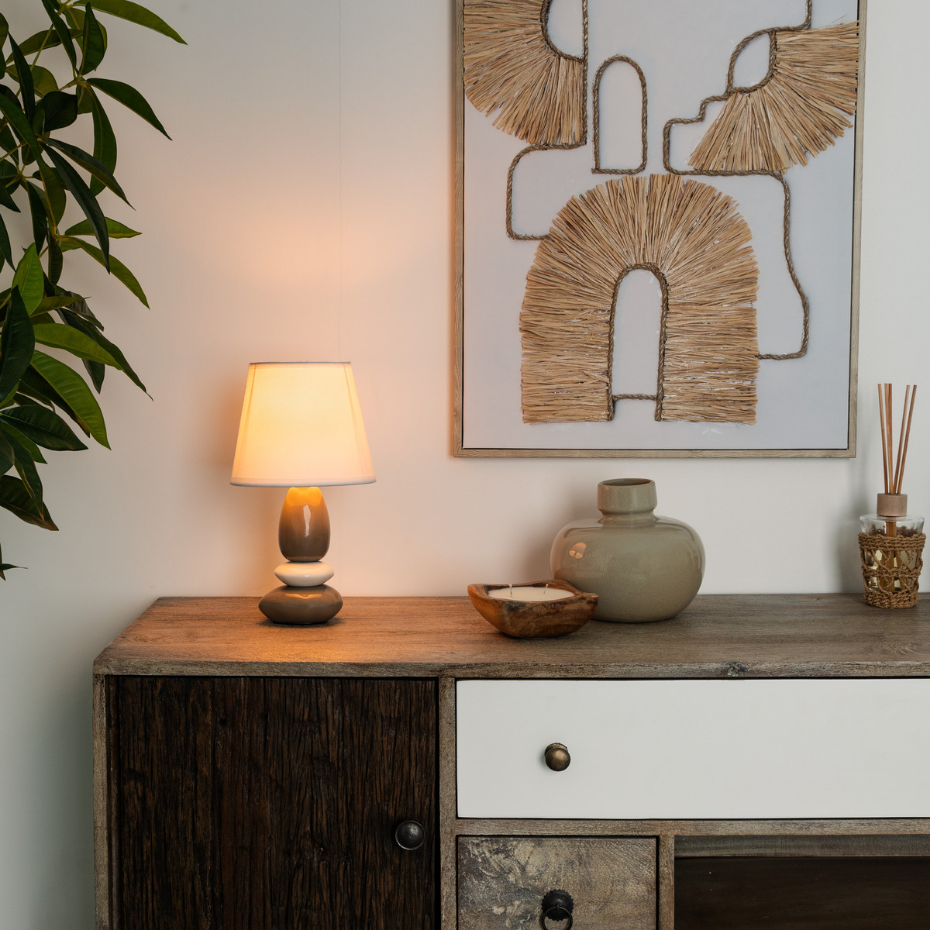 Lampe céramique galets superposés LUIS
