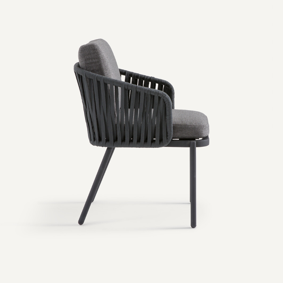 Fauteuil de table en sangles tressées, LEANDRA