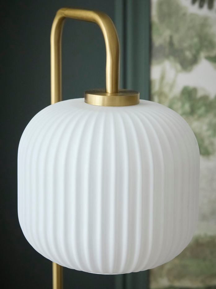 Lampadaire Arsène en métal et verre strié