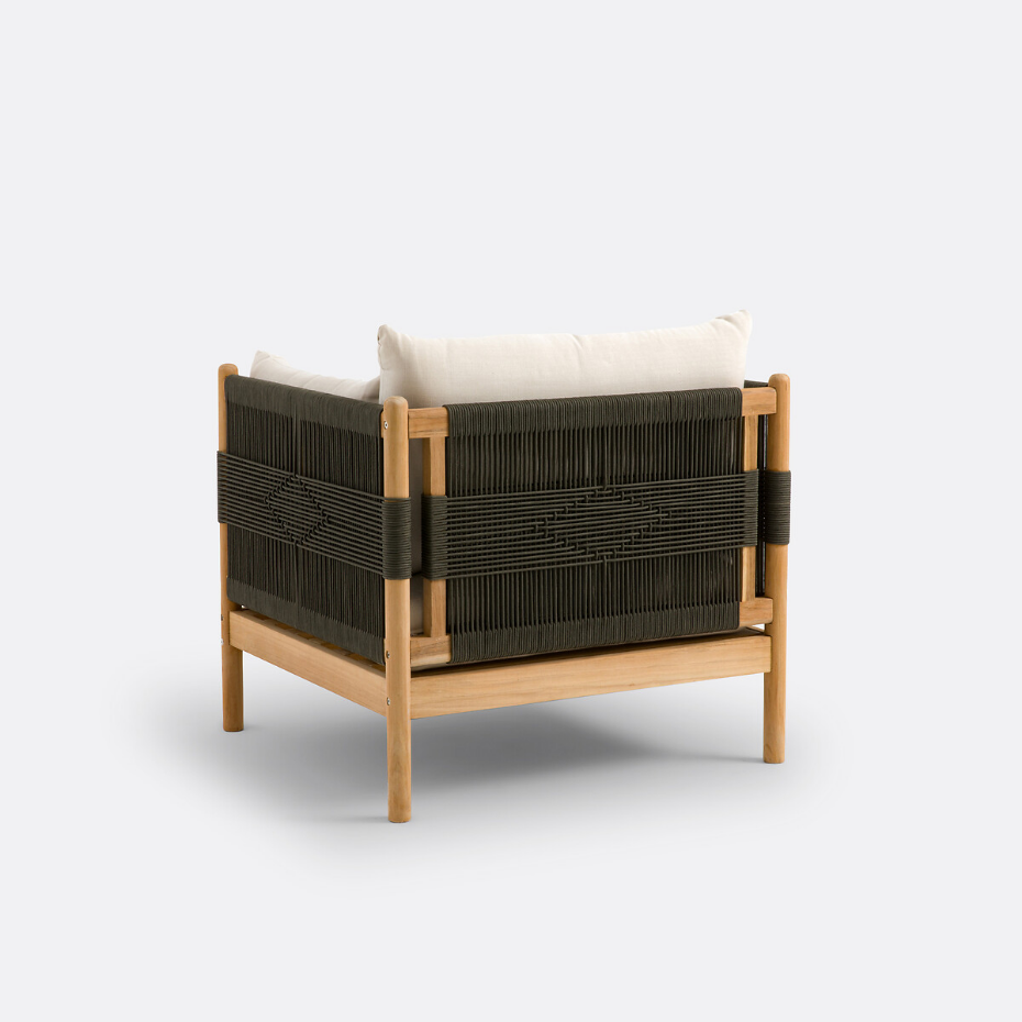 Fauteuil de jardin en teck et corde, Odette