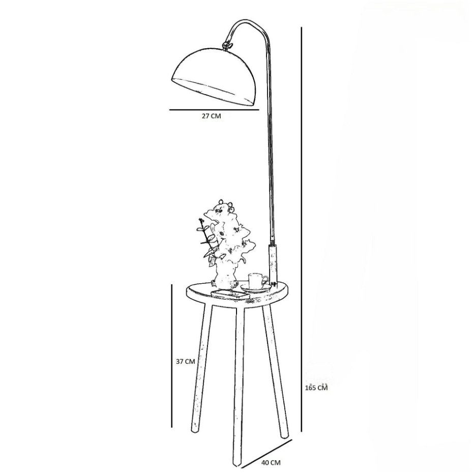 Lampadaire de lecture noir avec table intégrée KILIS