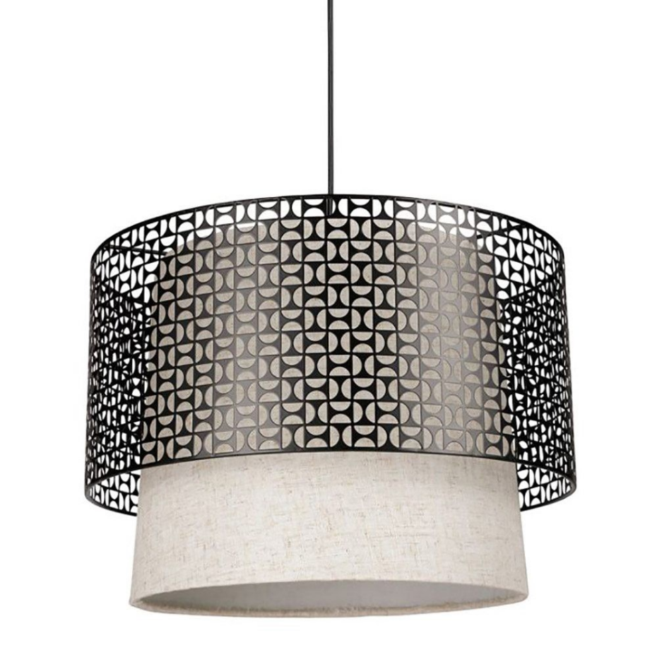 Suspension Cylindrique Métal Lin Arsène Noire Beige