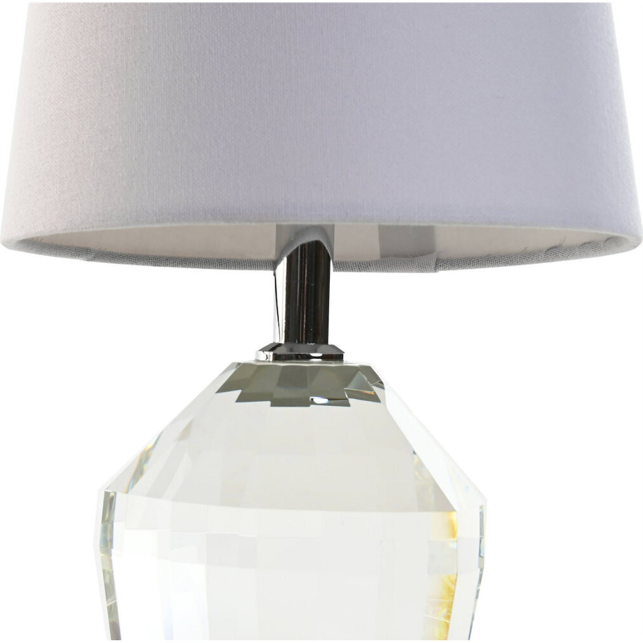 Lampe de salon ronde en verre et lin Glam