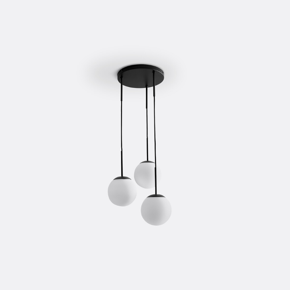 Suspension grappe métal fer et opaline, Theide
