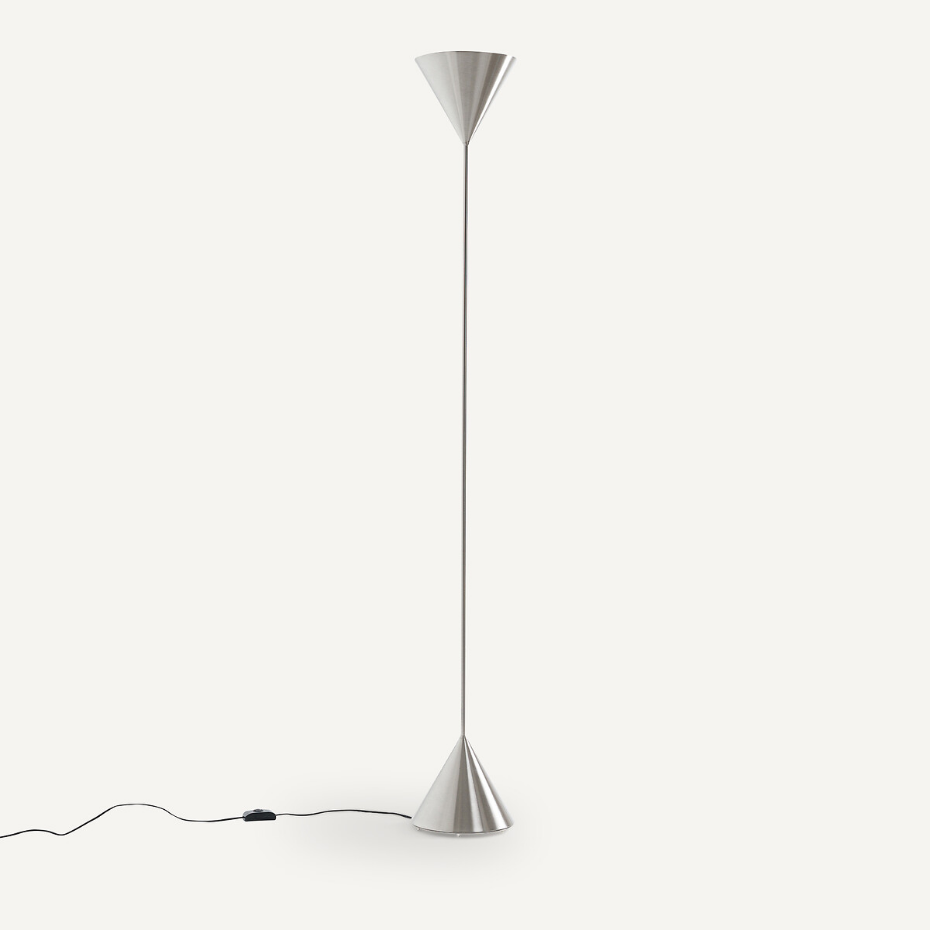 Lampadaire double cône, nickel brossé, Moke