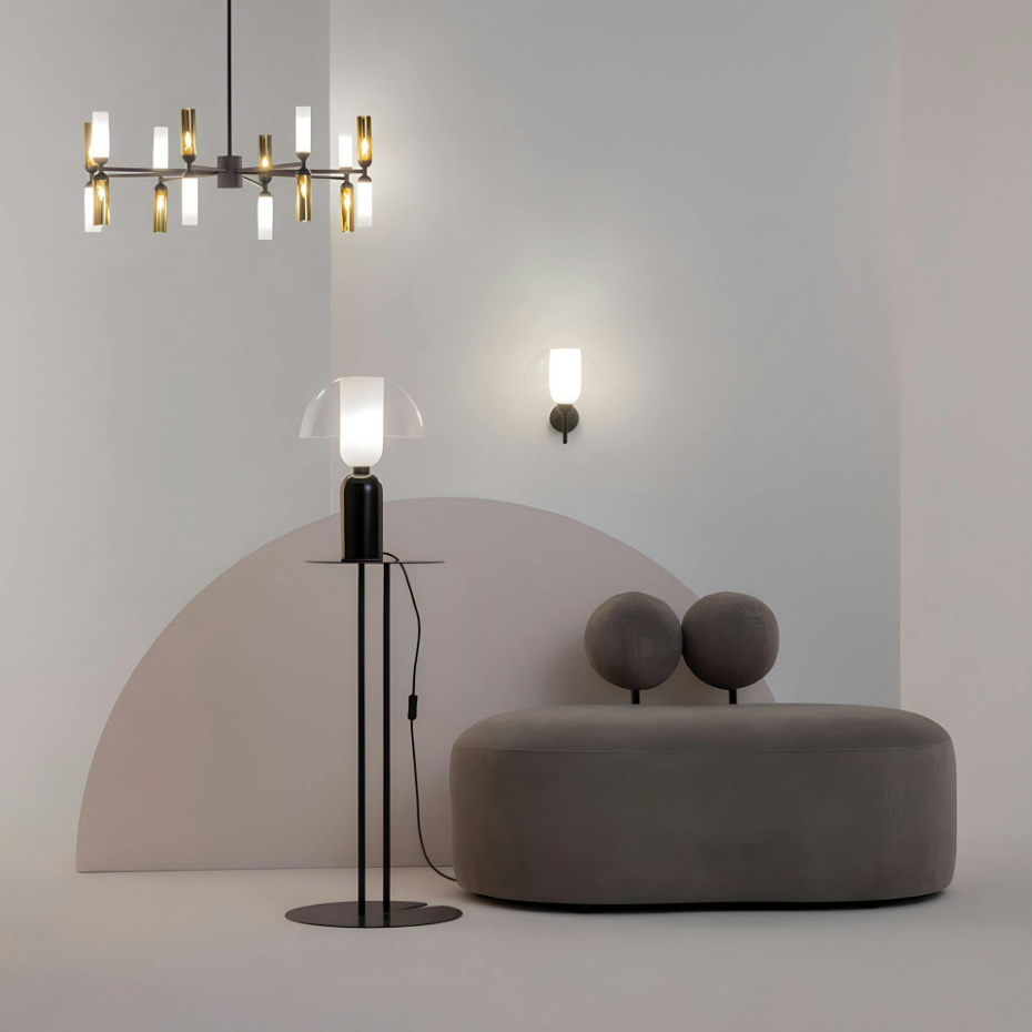 Lampe de salon noire rétro – verre et céramique WINDER