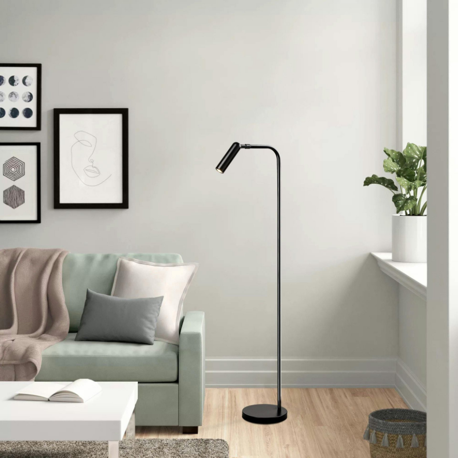 Lampadaire design noir minimaliste à tête orientable SILE