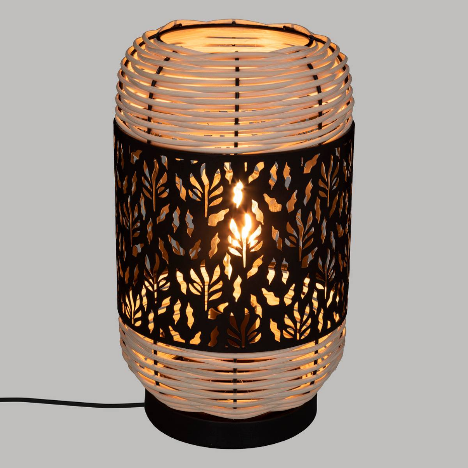 Lampe cylindre rotin et métal COSY