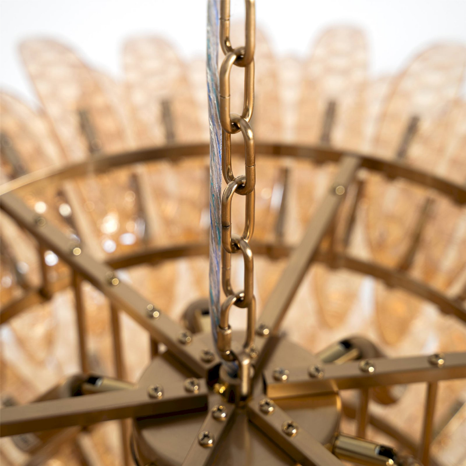 Lustre vintage en cristal et bois effet marbre