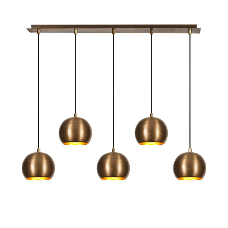 Suspension de table vintage en métal 5 globes SILE