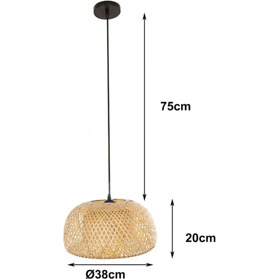 Suspension en métal et bambou tressé 38 cm