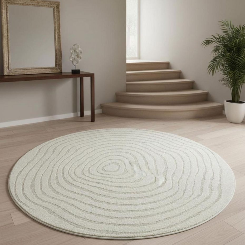 Tapis rond LYN9 SPIRATRI Tapis soyeux en relief