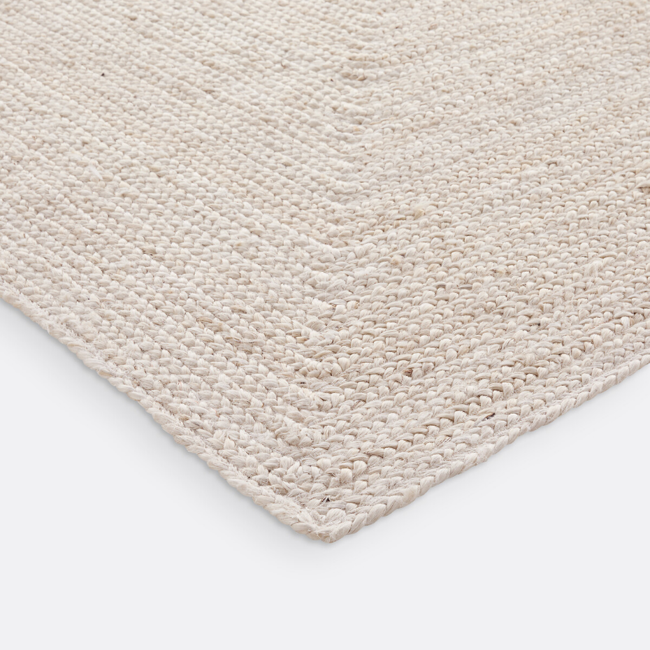 Tapis rectangulaire jute blanchi, Aftas