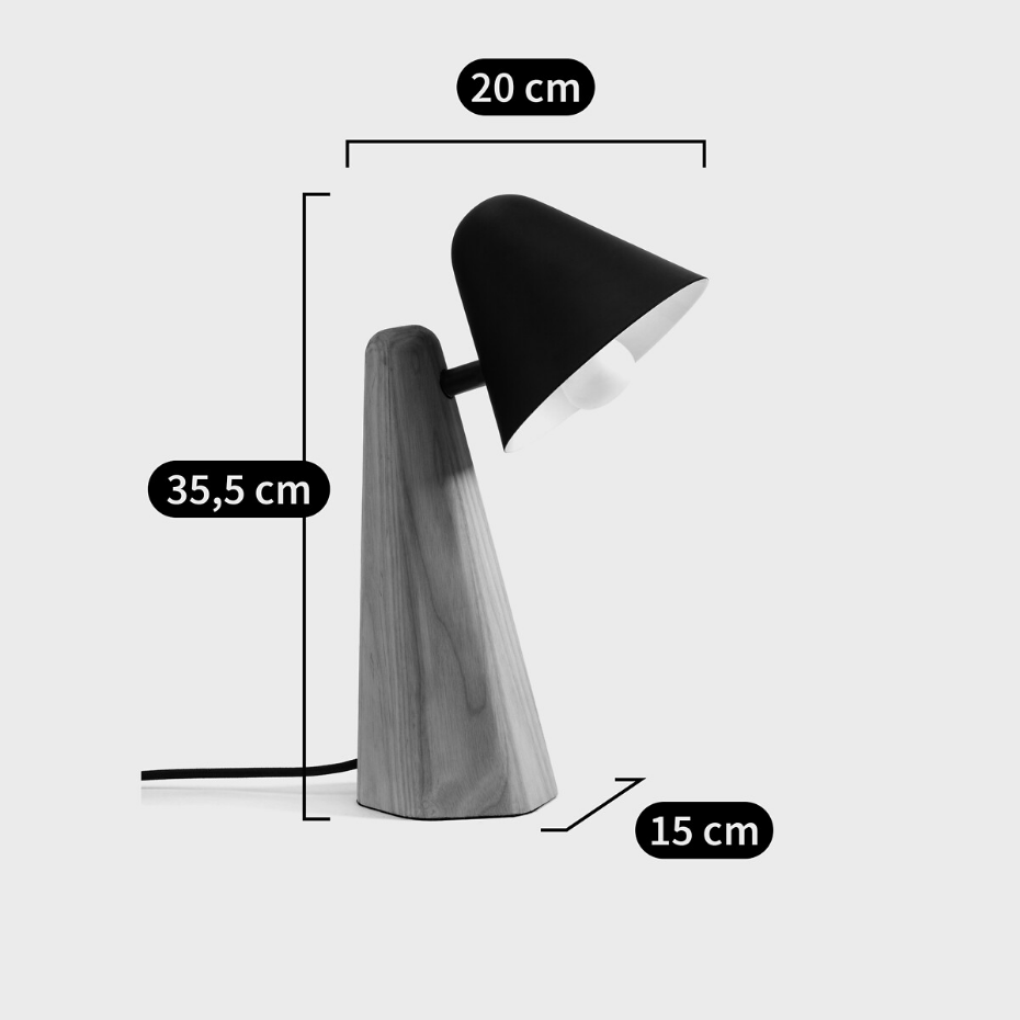 Lampe à poser frêne et métal fer, Cotapi