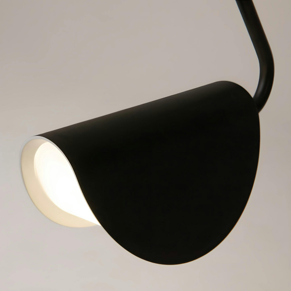 Suspension noire minimaliste - abat-jour plié, tige longue LENORE