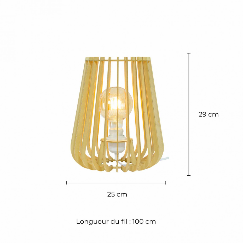 Lampe à poser en bois de peuplier, ELSA