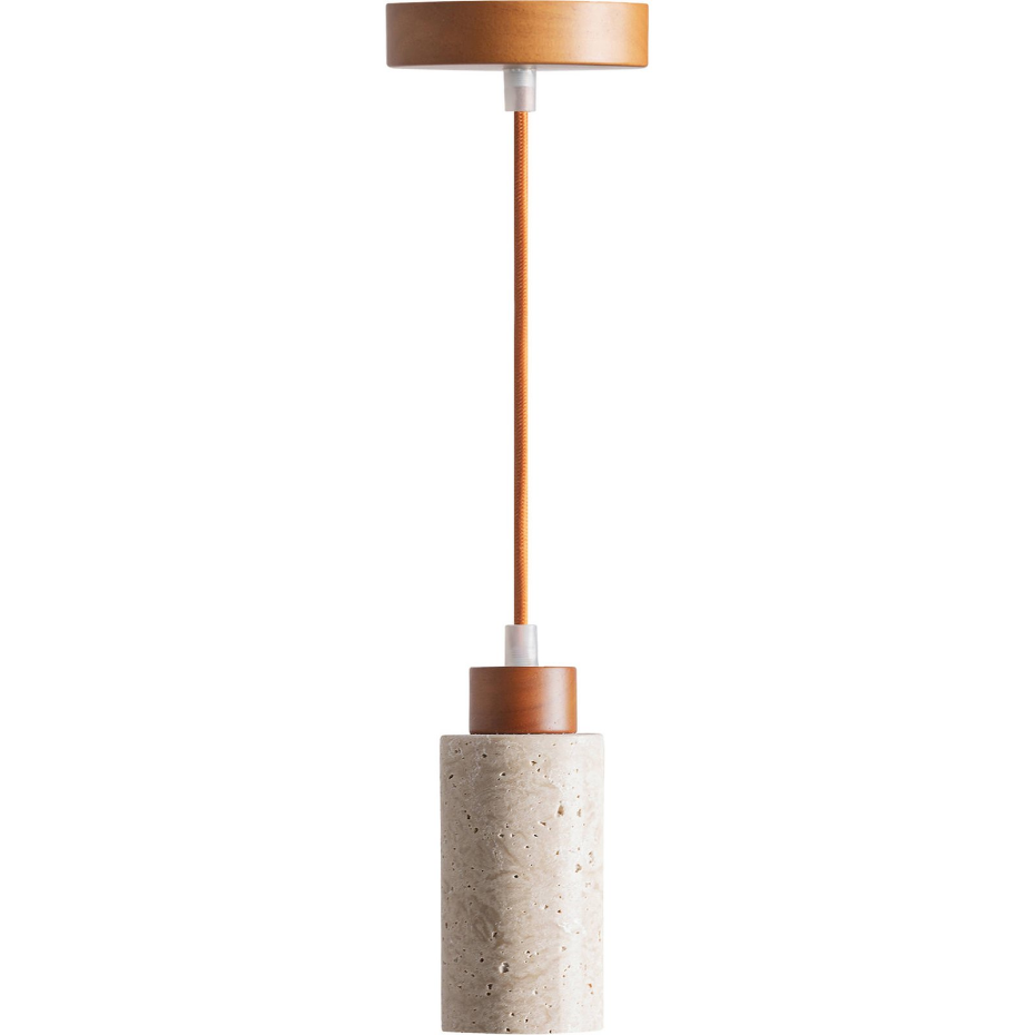 Lustre suspendu contemporain en travertin et cristal