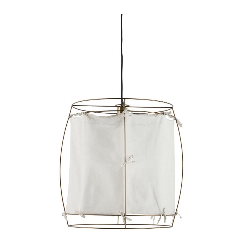 Suspension tissu et métal finition laiton 50x50x51