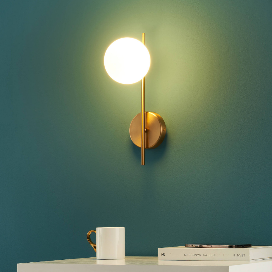 Applique avec globe en verre blanc – NEIRA