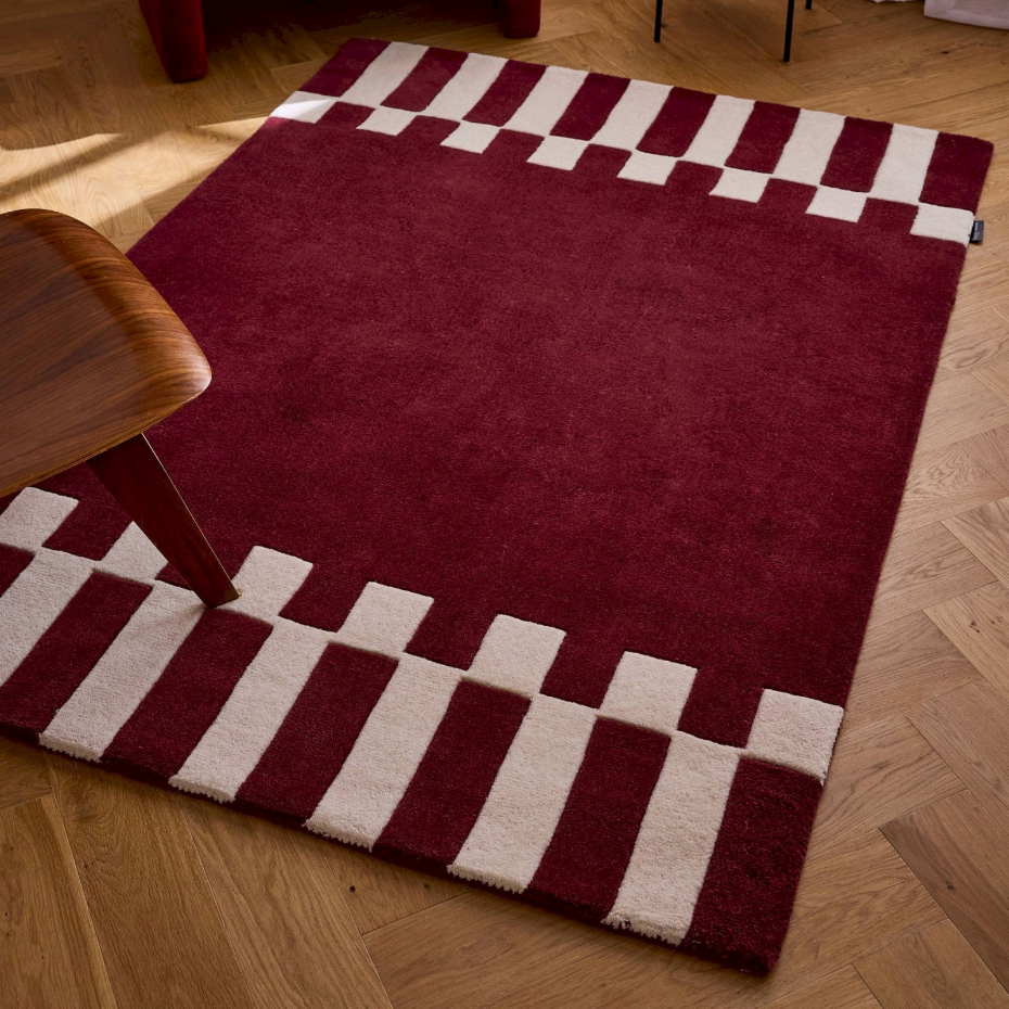 Tapis en laine et coton rectangulaire fait main