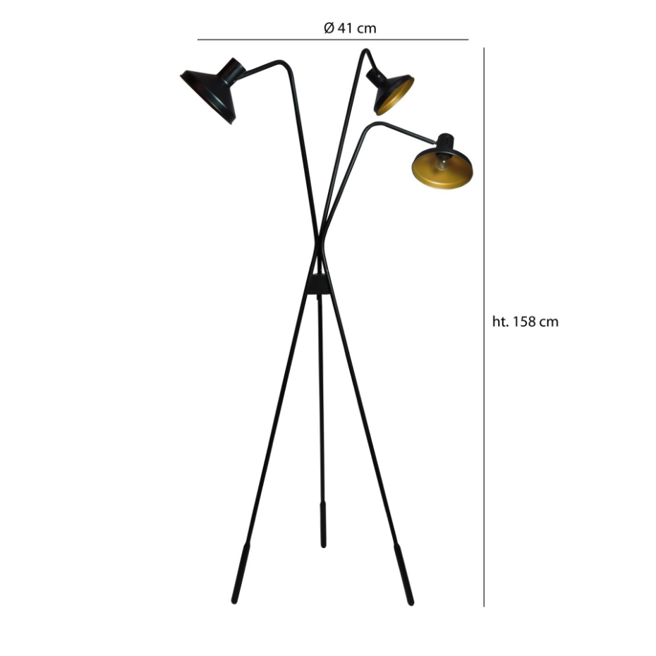 Lampadaire trépied en métal, SNAKE