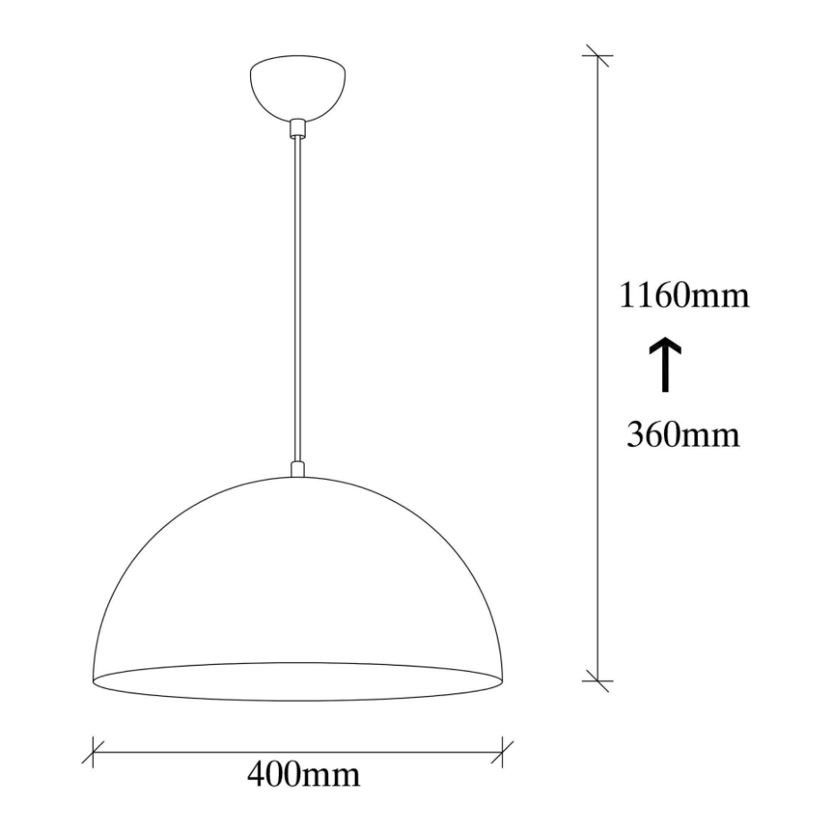 Suspension de table noire, dôme intérieur doré Ø40 cm SILE