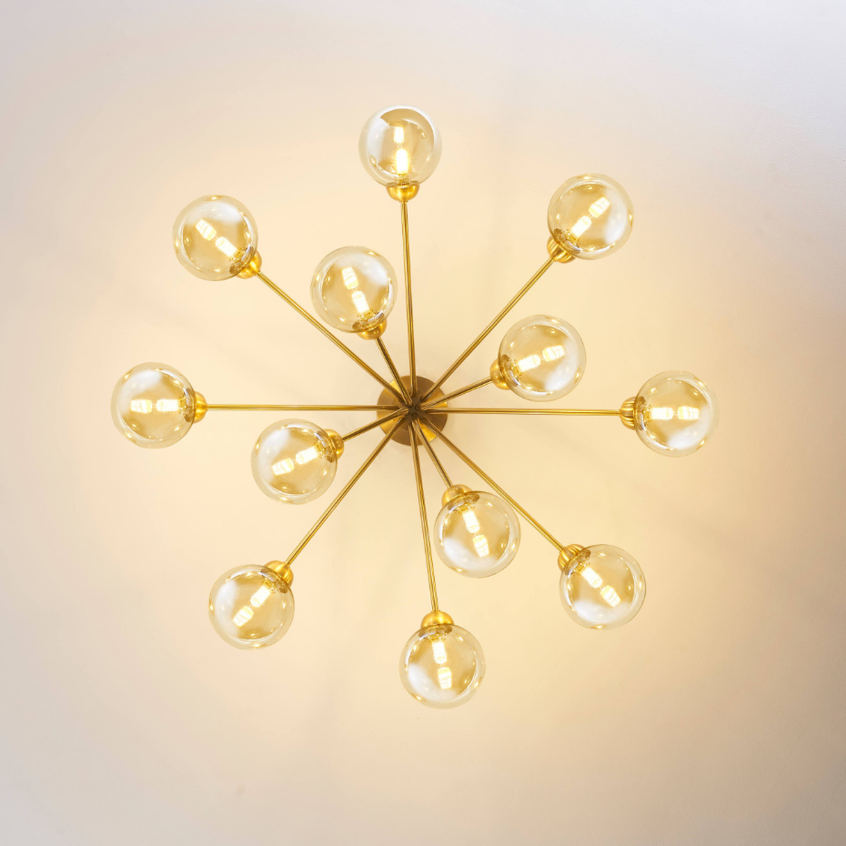 Suspension design 12 boules ambrées - AUDREY