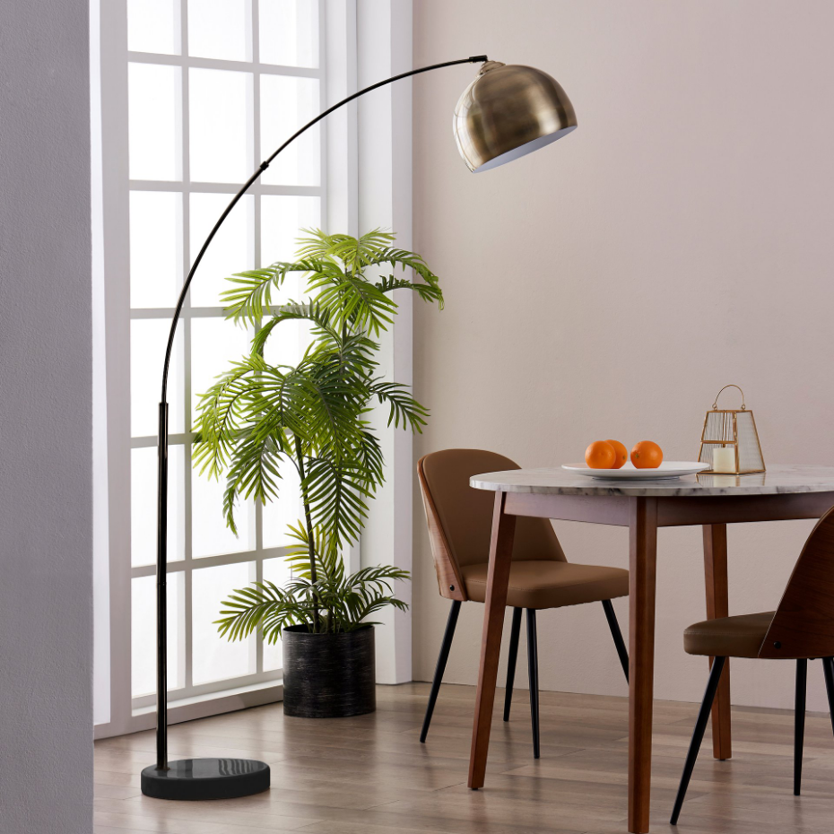 Lampadaire Intérieur Arc Métal avec base marbre, ARQUER