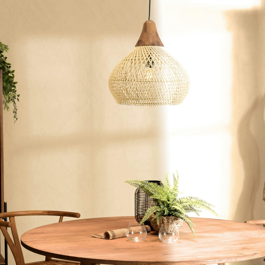 Suspension cloche en rotin FOLELLI