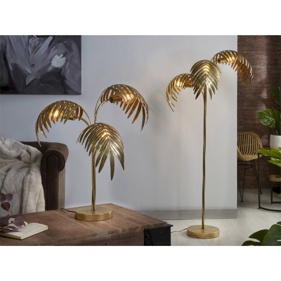 Lampe de table en métal feuilles rondes finition bronze
