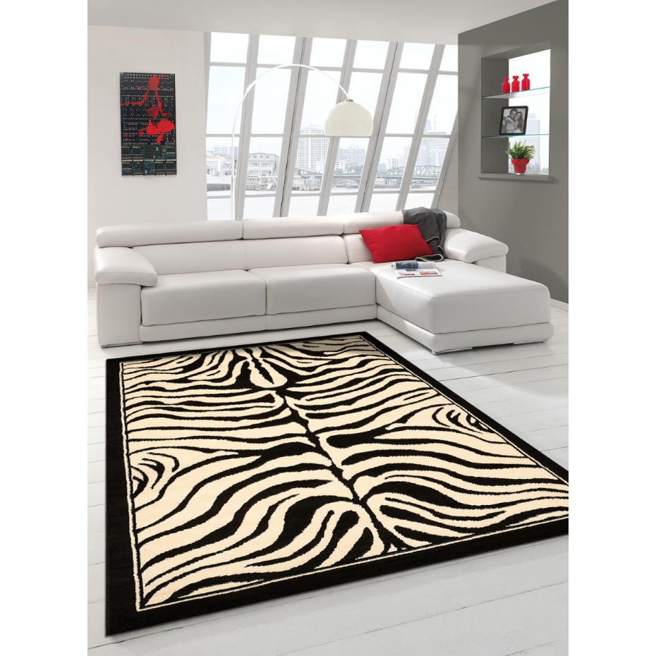 Tapis salon et chambre tissé motif animaux LYN1 ZEBRO