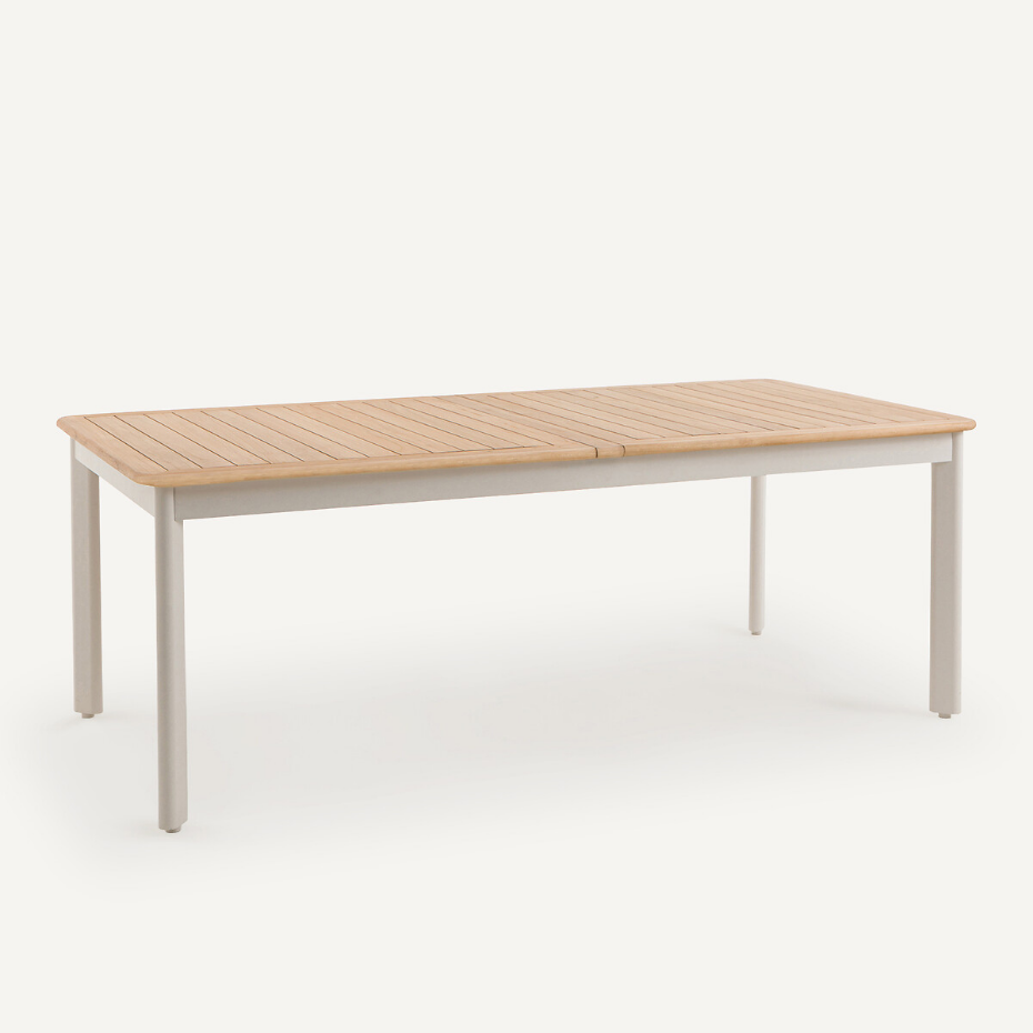 Table de jardin à allonges, alu et teck, Isabbo